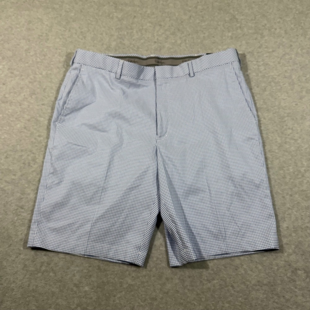 Walter Hagen Golf Shorts Men 38 Blue White NEW Gingham Plain Front Gripper Waist